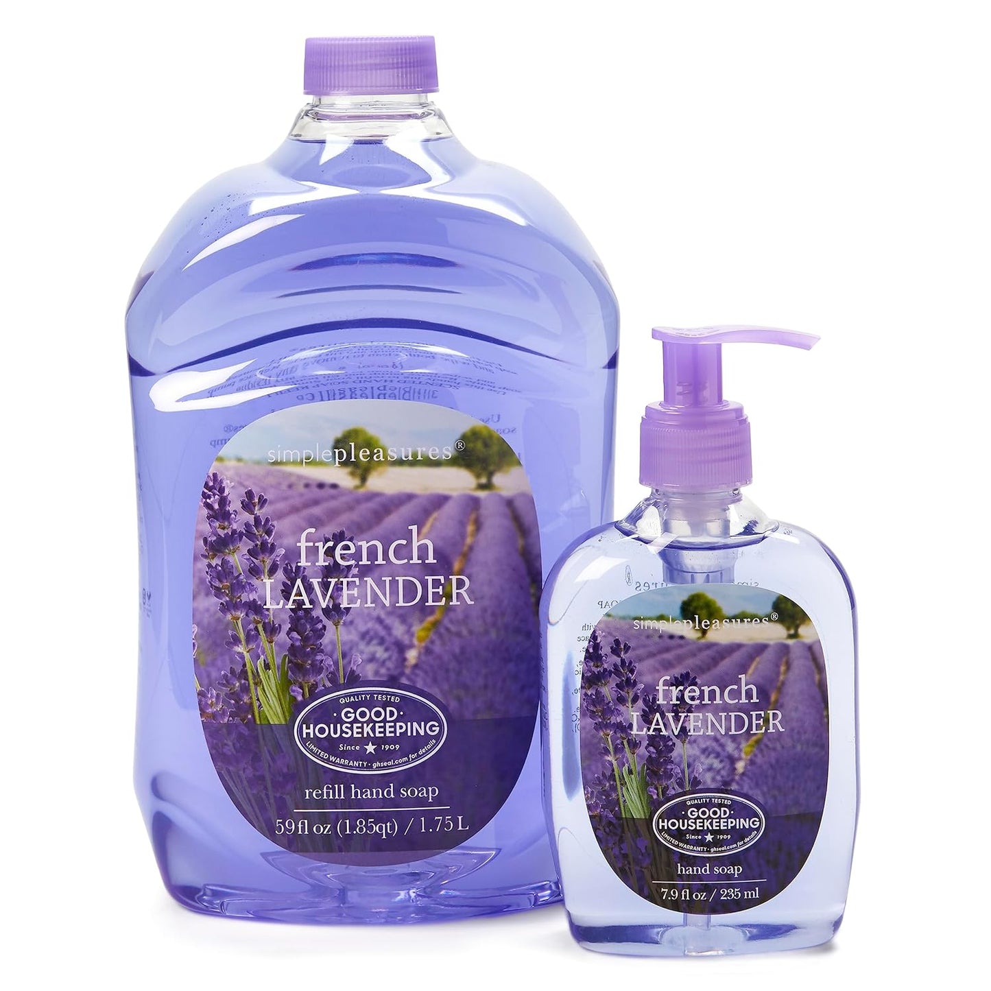 Premium Hand Soap - French Lavender Scent | 7.9 oz Bottle + 59 oz Refill - Multiple Scents Available