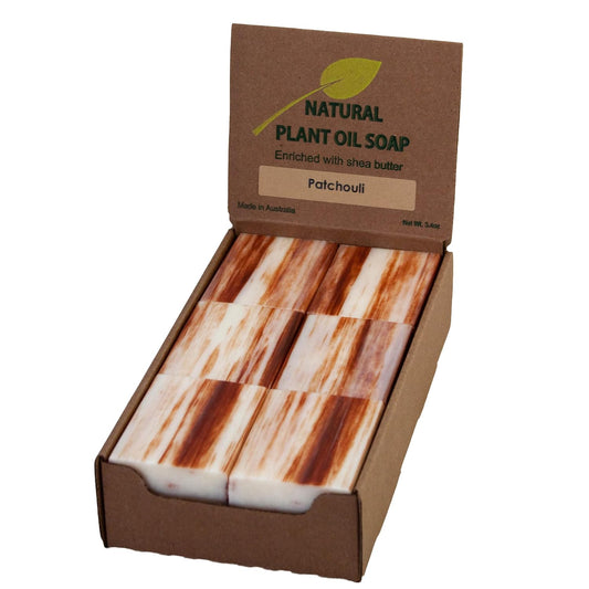 Patchouli Scented Natural Soap Bars - Moisturizing French Triple Milled Soap with Shea Butter | 3.5oz (12 Bars)