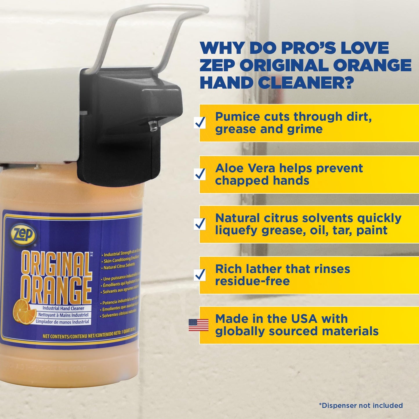 Zep Original Orange Industrial Hand Cleaner - 32 Oz (Pack of 1) 302804 - Tough on Grime, but Gentle on Hands