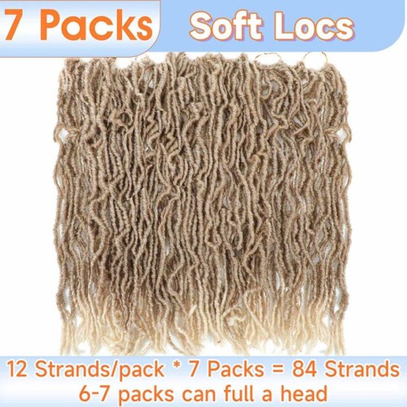 Faux Locs Ombre Soft Locs Crochet Hair 22 Inch 7 Packs 27/613 Faux Locs Crochet Hair Pre Looped Crochet Braids For Black Women Butterfly Hair(22inch, 7 Packs, 27/613)