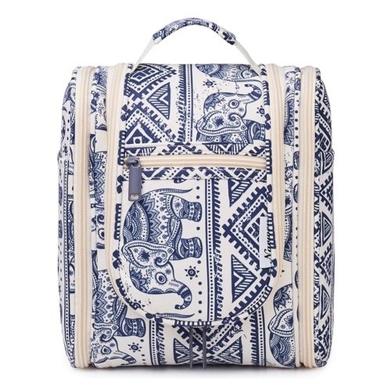 Narwey Small Hanging Toiletry Bag Women Travel Makeup Bag Organizer Toiletries Bag for Travel Size Essentials Accessories Cosmetics (Medium, Elephant)