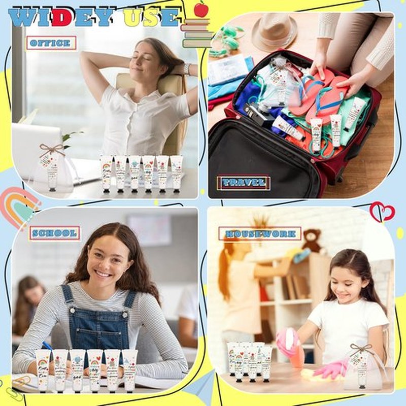 Dimsile 48 Set Valentine's Day Gifts for Teacher Appreciation Hand Cream Gifts Moisturizing Hand Lotion Thank You Teacher Gifts Travel Size Hand Cream with Cards Organza Bags for Dry Cracked Hands