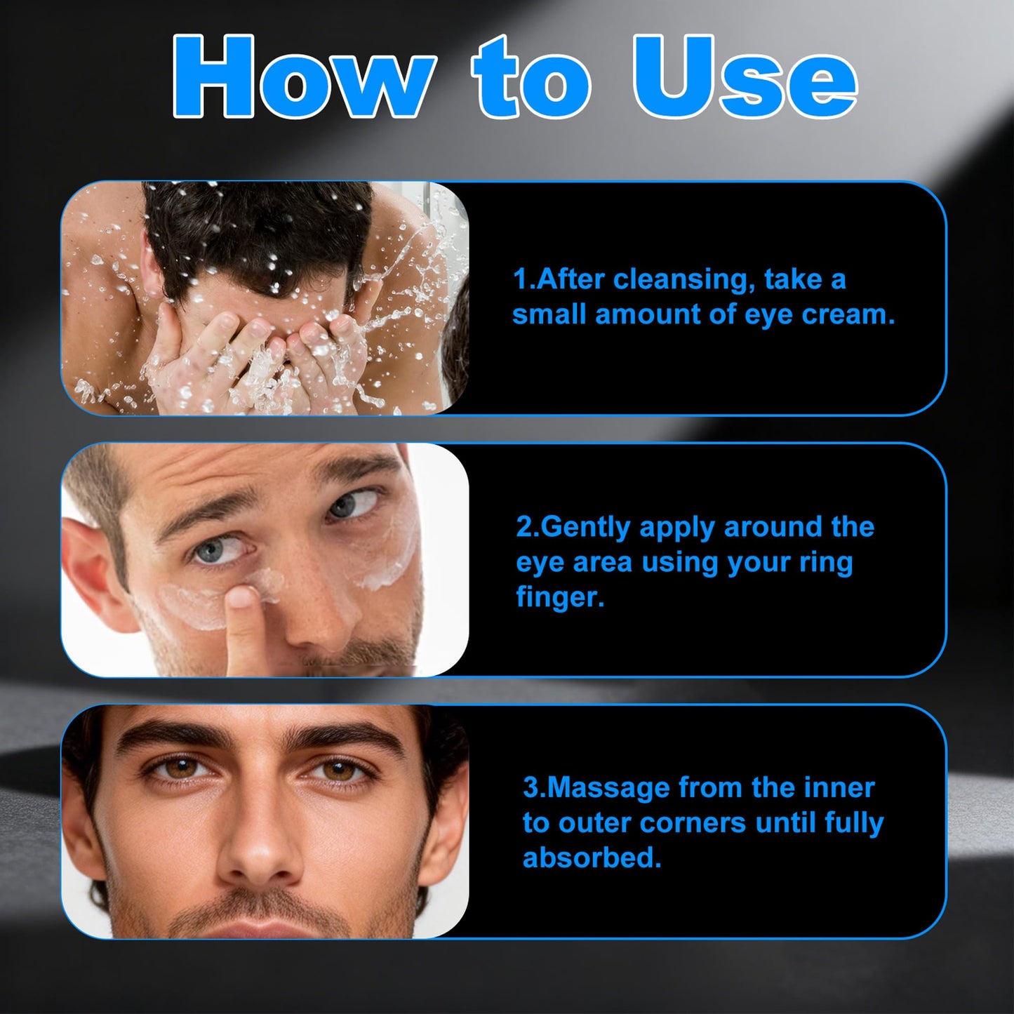 YURHERSU Moisturizing Men's Eye Repair Cream with Aloe & Protein Peptides, Hydrating Under Eye Cream to Reduce Puffiness, Dark Circles, Crows Feet and Bags, Daily Skin Care Treatment Cream, 1.69 oz