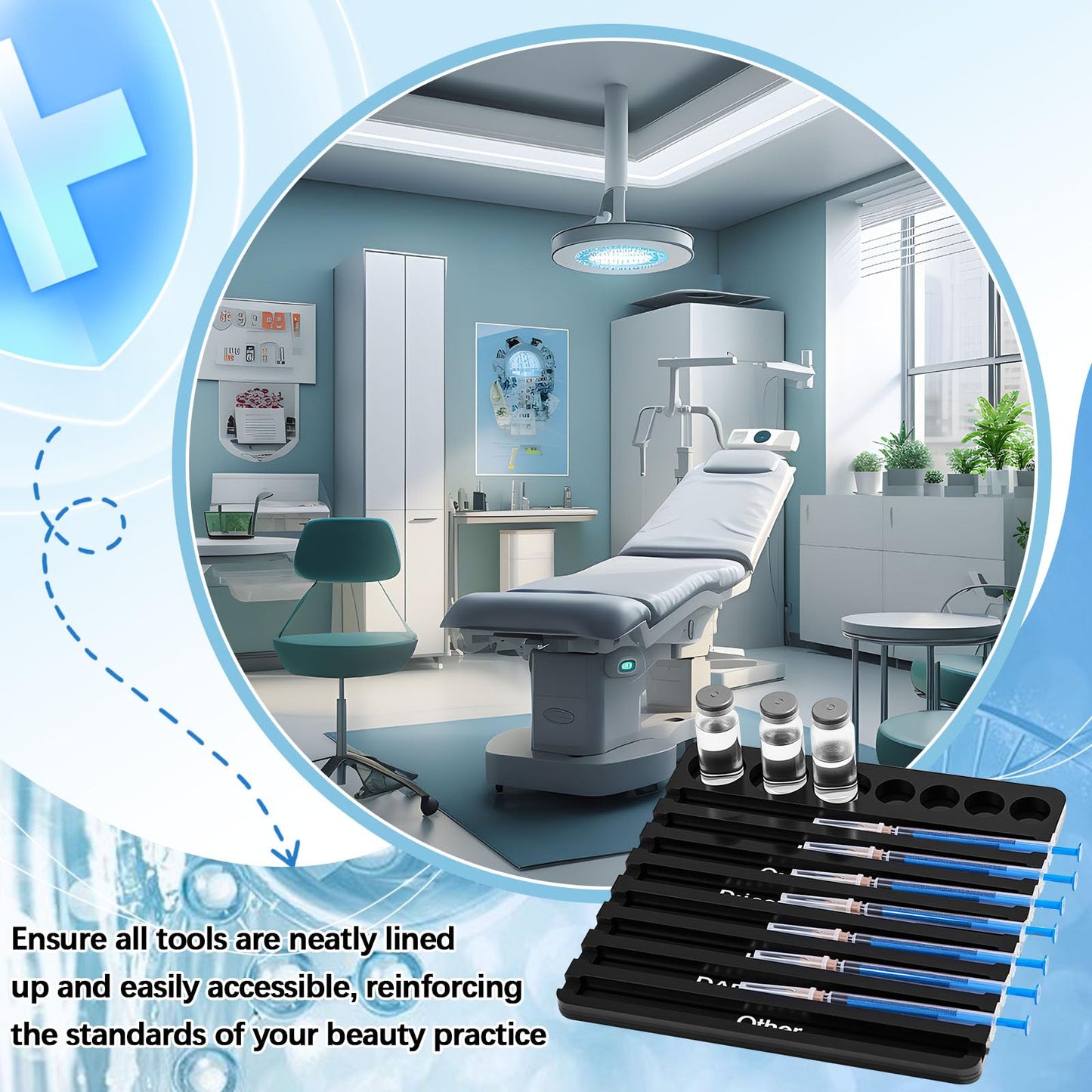 Chunful 2 Pcs Aesthetic Practitioner Syringe Tray with 8 Slots Label Acrylic Vial Holder Tray Combination for Aestheticians and Nurses Syringe Storage Organizer