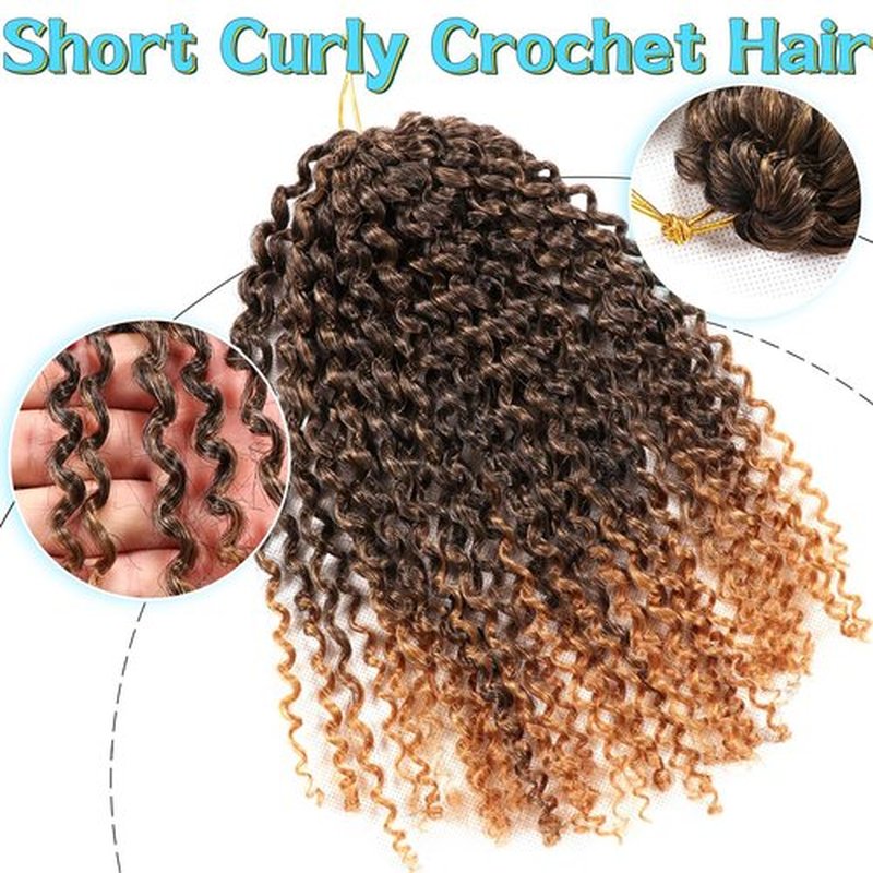 12 Inch Short Passion Twist Hair 8 Bundles Marlybob Crochet Hair Kinky Curly Crochet Hair for Black Women Water Wave Crochet Hair for Kids (8Bundles12 Inch, 1B/27#)