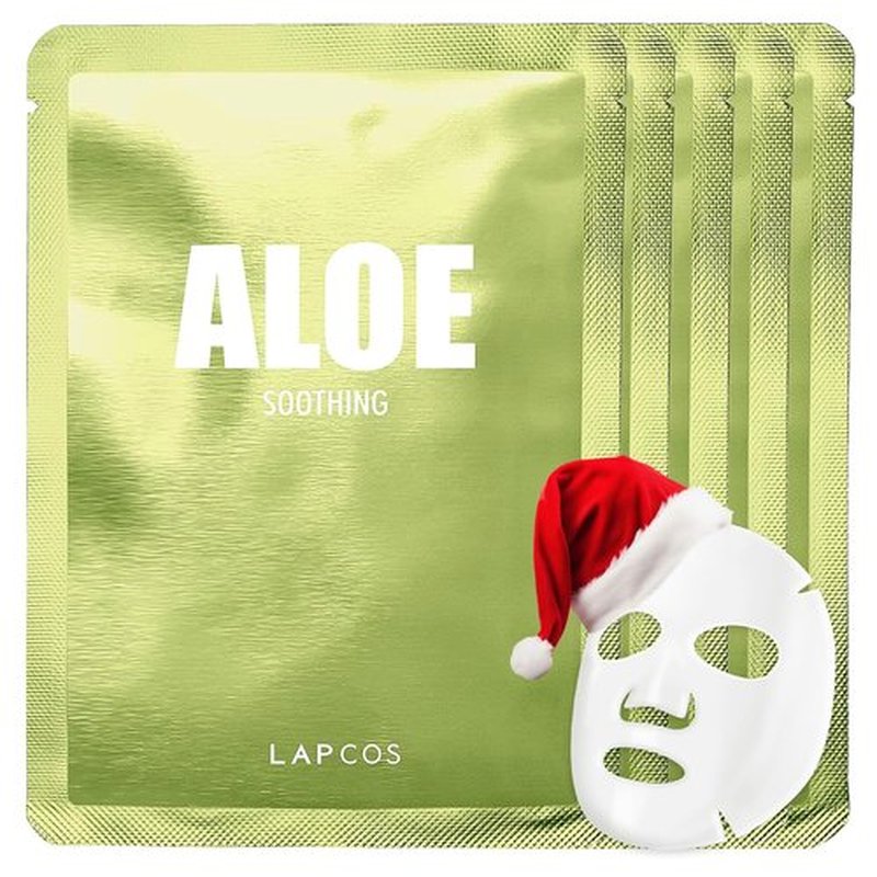 LAPCOS Aloe Sheet Mask, Daily Face Mask with Cucumber and Aloe Gel to Calm and Moisturize Skin, Korean Beauty Favorite, 5-Pack