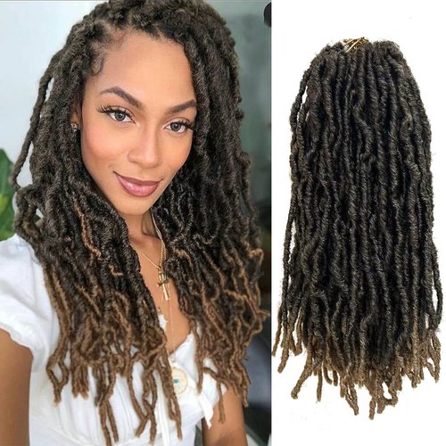 Paraglame Faux Locs Crochet Hair 14 Inch 8 Packs Soft Locs Pre-Looped Crochet Hair, New Soft Faux Locs Curly Hair Extension, Goddess Locs Crochet Hair for Black Women (8 Packs, T27#)