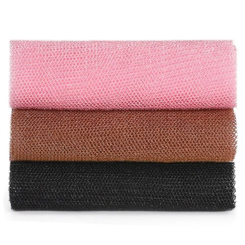 JASSINS African Exfoliating Net, African Sponge Net,Body Exfoliating Long Net Shower Body Scrubber Back Scrubber Skin Smoother（Black+Coffee+Pink）