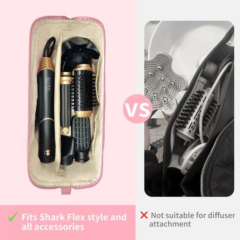 Hair Tools Travel Bag for Shark Flex,Carrying Case Flat Curling Iron Waterproof Organizer,Compatible with FlexStyle Attachment (Pink)