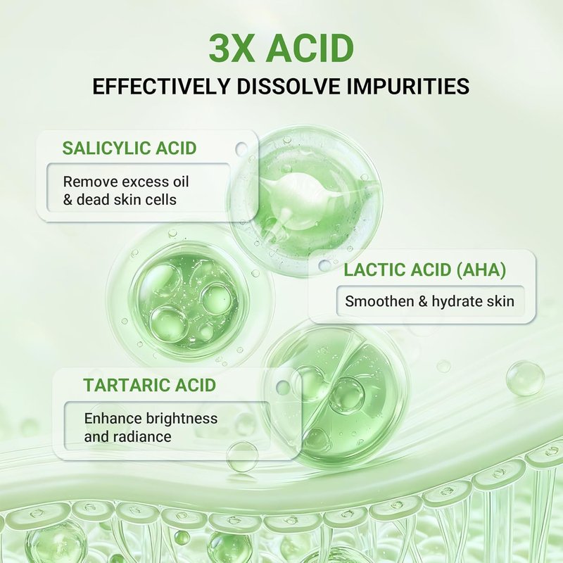 Acid Clay Mask - Deep Cleansing Facial Skincare with Amazonian White & Glacier Clay | Pore Minimizing, Oil Control, 3.53 oz