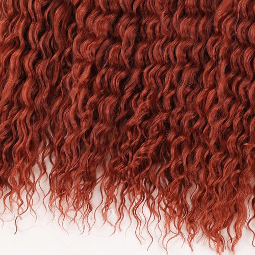 MAYSA Copper Ocean Wave Crochet Hair Extension, 22 inch 6packs Curly Braiding Crochet Hair, Synthetic Crochet Hair Extensions for Women #350 Copper Red