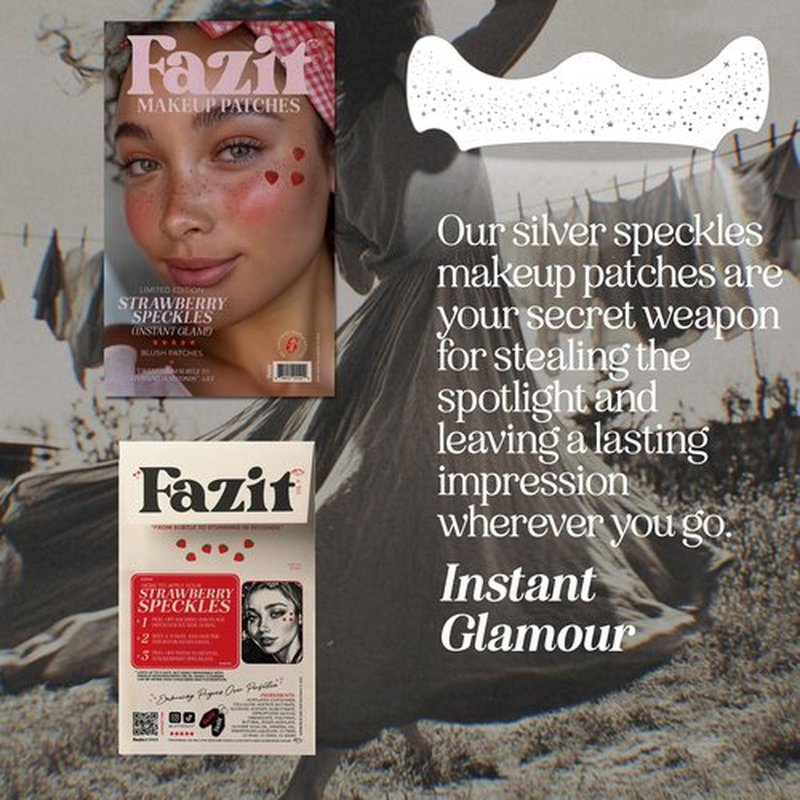 Fazit Makeup Patches - Face Makeup Patches - Beauty Face Makeup - Strawberry Speckles - Waterproof Strawberry Speckles - Temporary Face Strawberry Speckles For Women - 6 count