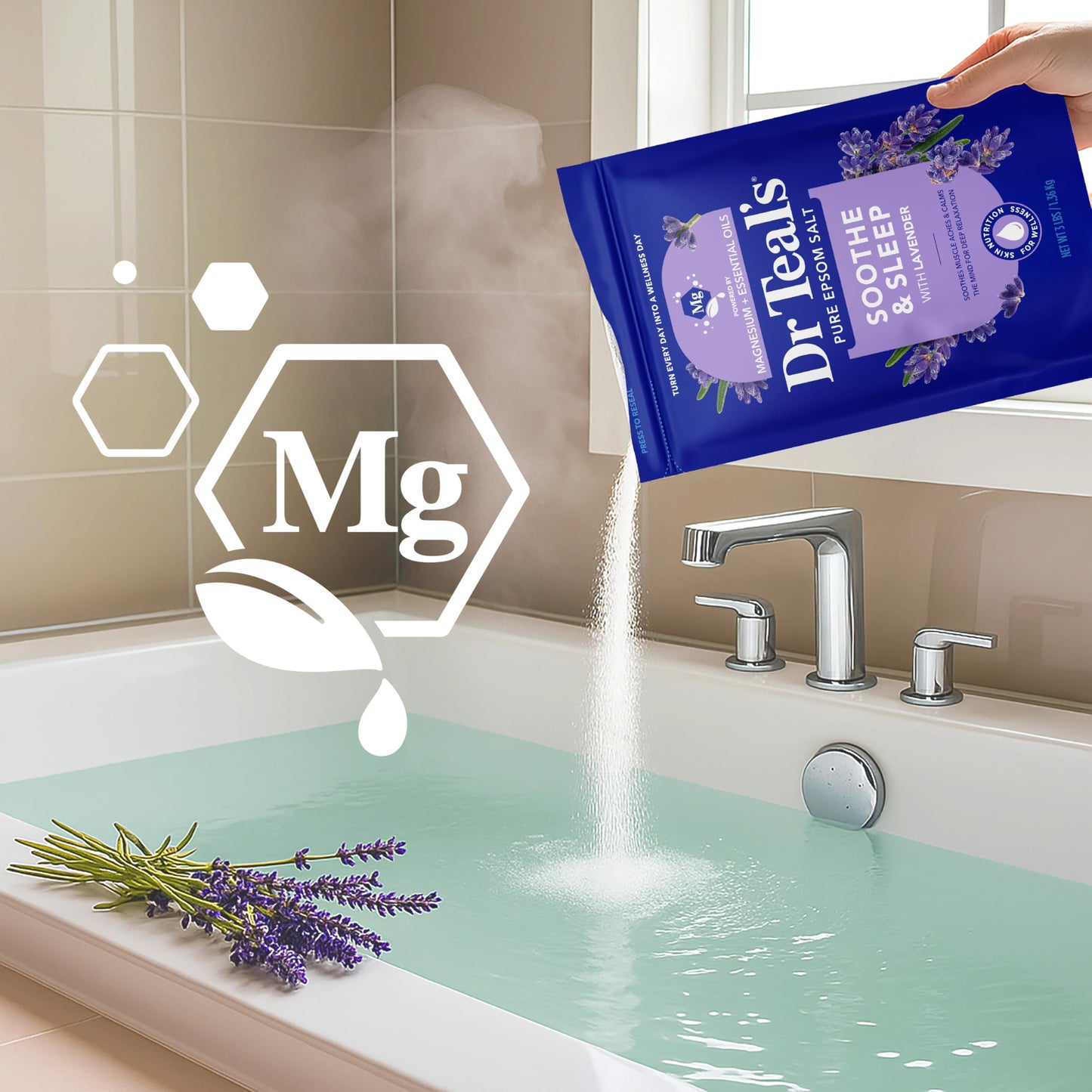 Dr Teal's Epsom Salt Soaking Solution, Soothe & Sleep, Lavender, 3lbs