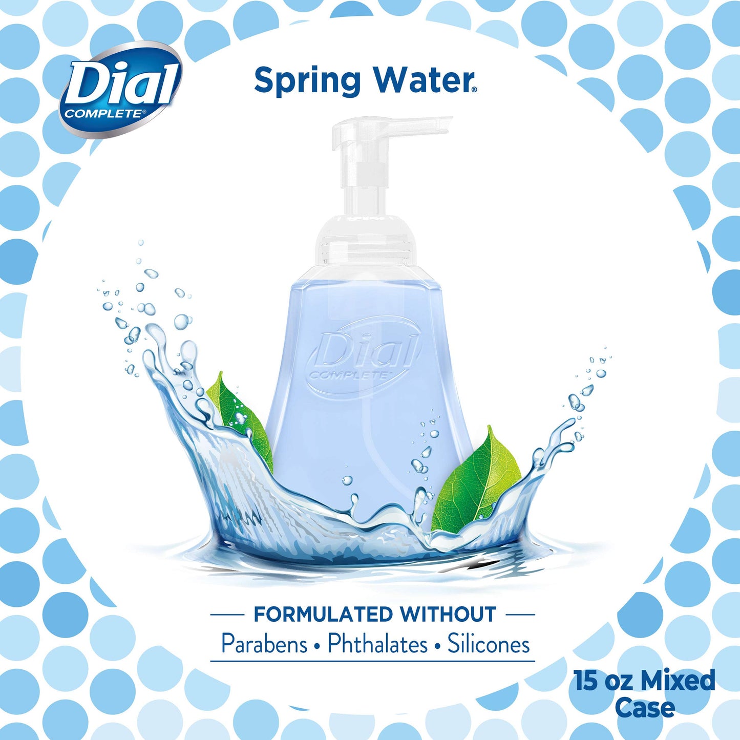 Dial Complete Anti-bacterial Foaming Hand Wash, 60 oz of Foaming Hand Soap. 2-scent Variety Pack Spring Water/Pear, 15 Fluid Ounces each (4 pack)