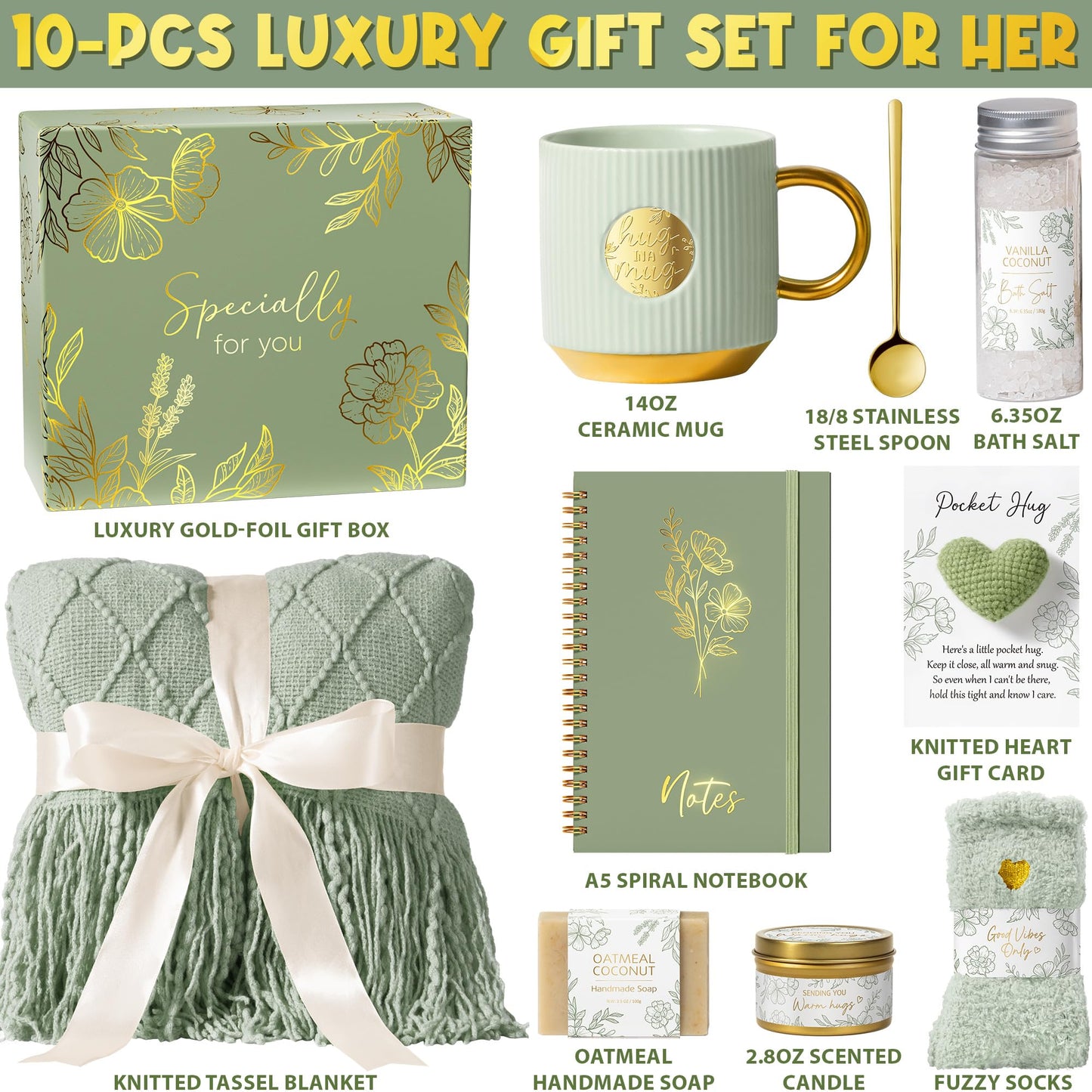 Self Care Gifts for Women Get Well Soon Gift Baskets, Birthday Gifts for Women Spa Basket Care Package, Sympathy Inspirational Thinking of You Unique Gift Set for Mom Her Wife Girlfriend Sister Friend