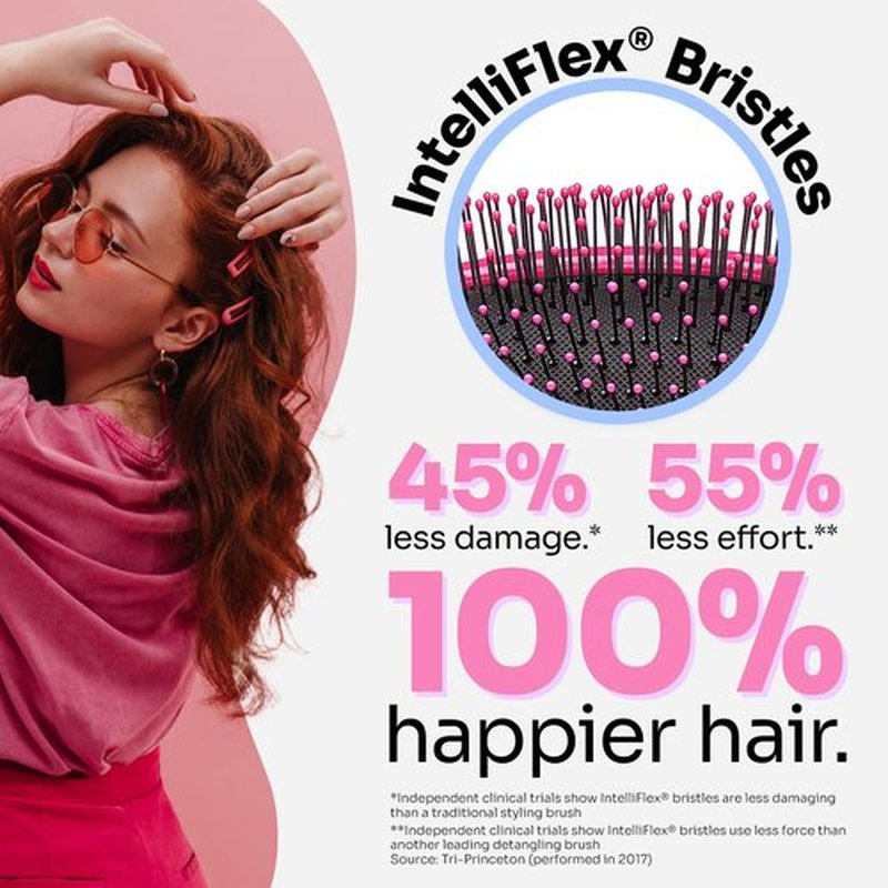 Wet Brush Detangling Brush, Original Detangler Brush (Pink) - Wet & Dry Tangle-Free Hair Brush for Women & Men - No Tangle Soft & Flexible Bristles for Straight, Curly, & Thick Hair