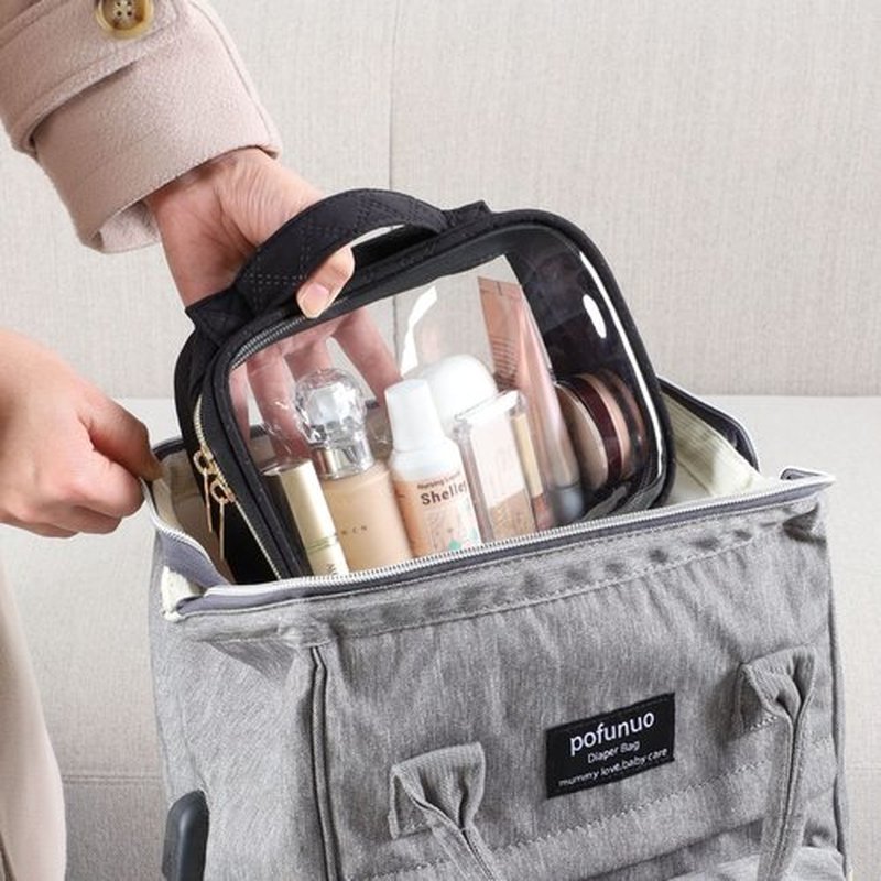 PACKISM TSA Approved Toiletry Bag, 3 Pack Clear Makeup Bags with Handle Large Opening, Clear, Fit Carry-on Travel Essentials, Quart-sized Clear Travel Bags, Black