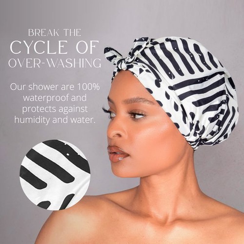 GRACE & COMPANY Luxury Shower Cap For Women - 100% Waterproof, Reusable, Washable & Breathable Shower Caps - Waymaker