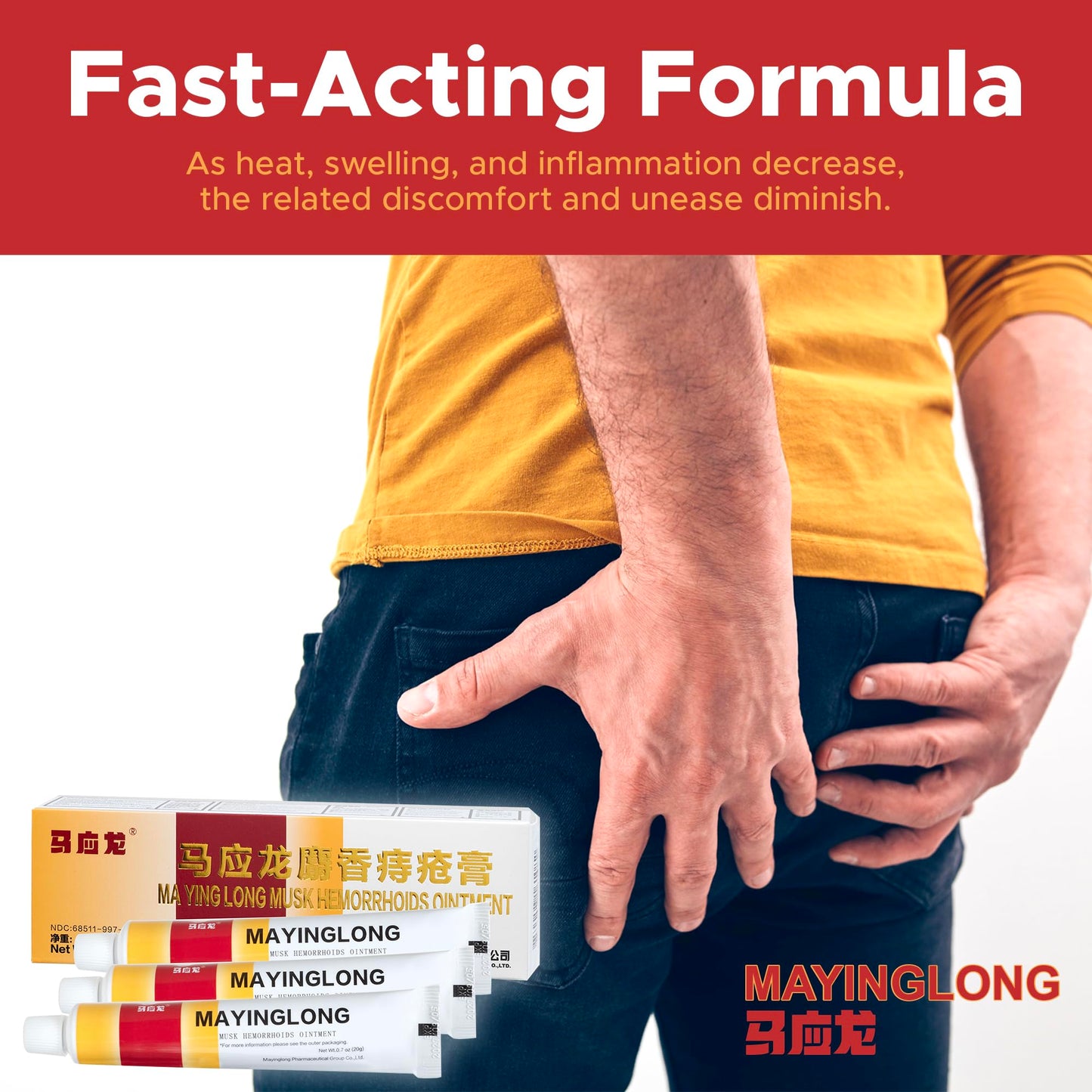 Mayinglong Musk Hemorrhoids Ointment (3 x 10g Tubes), 30g - Maximum Strength Formula for Hemorrhoidal Fast Relief, Soothes Itching, Burning & Discomfort - Fast-Acting Treatment to Shrink Swelling
