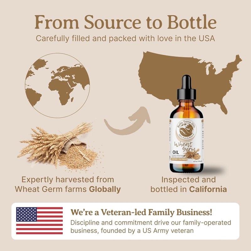 Natural Wheat Germ Oil 8 oz - Potent Vitamin E Face Oil for Skin Nourishment | Essential Nutrients for Radiant Beauty