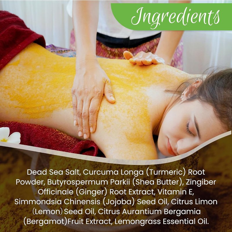 Turmeric Body Scrub - Handmade Natural Exfoliating Scrub for Body, Face & Hands | 7.8oz, All Skin Types