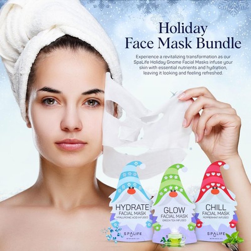SpaLife 9-Pack Facial Masks for Skin Rejuvenation, Hydration, and Moisturizing - Beauty Face Mask Set for Women