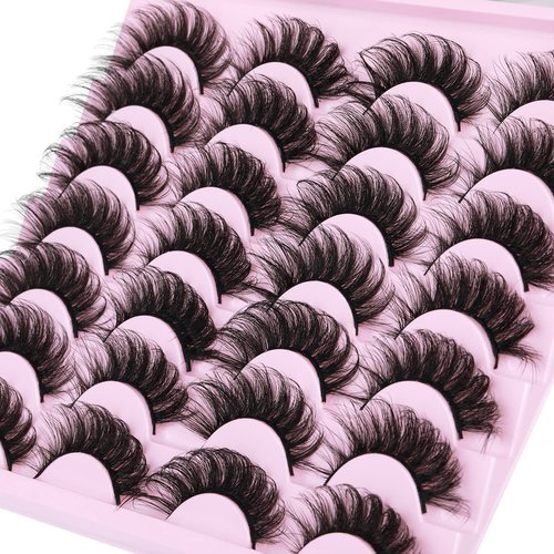 Mink Lashes Fluffy Russian Mink Lashes Extension 17mm Wispy False Eyelashes 6D D Curl Russian Strip Lashes Pack by Kiromiro