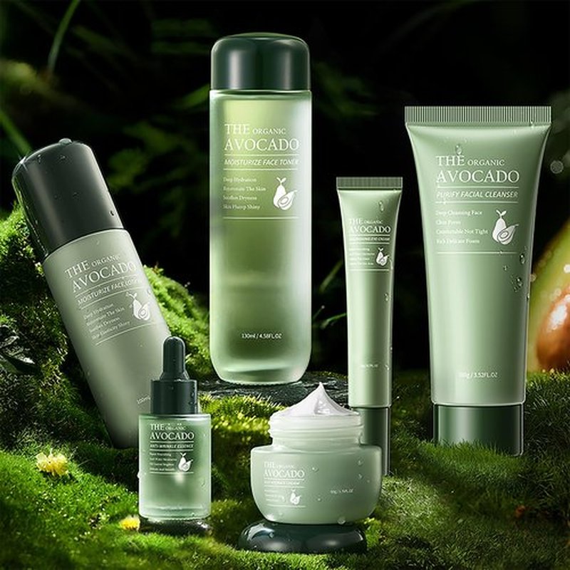 Avocado Skin Care Set for Women,6PCS Skincare Kits with Facial Cleanser, Toner, Serum, Lotion,Cream, Eye Cream, Moisturizing Korean Skin Care Set,Anti-Aging Skin Care Set,Face Care Gift Set for Women
