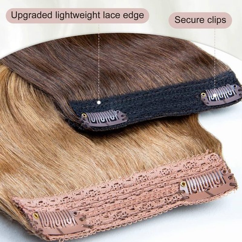 ALXNAN Hair Extensions, 4PCS Clip in Hair Extensions,20 Inches Dark Brown Long Wavy Natural Soft Synthetic Hairpieces for Women