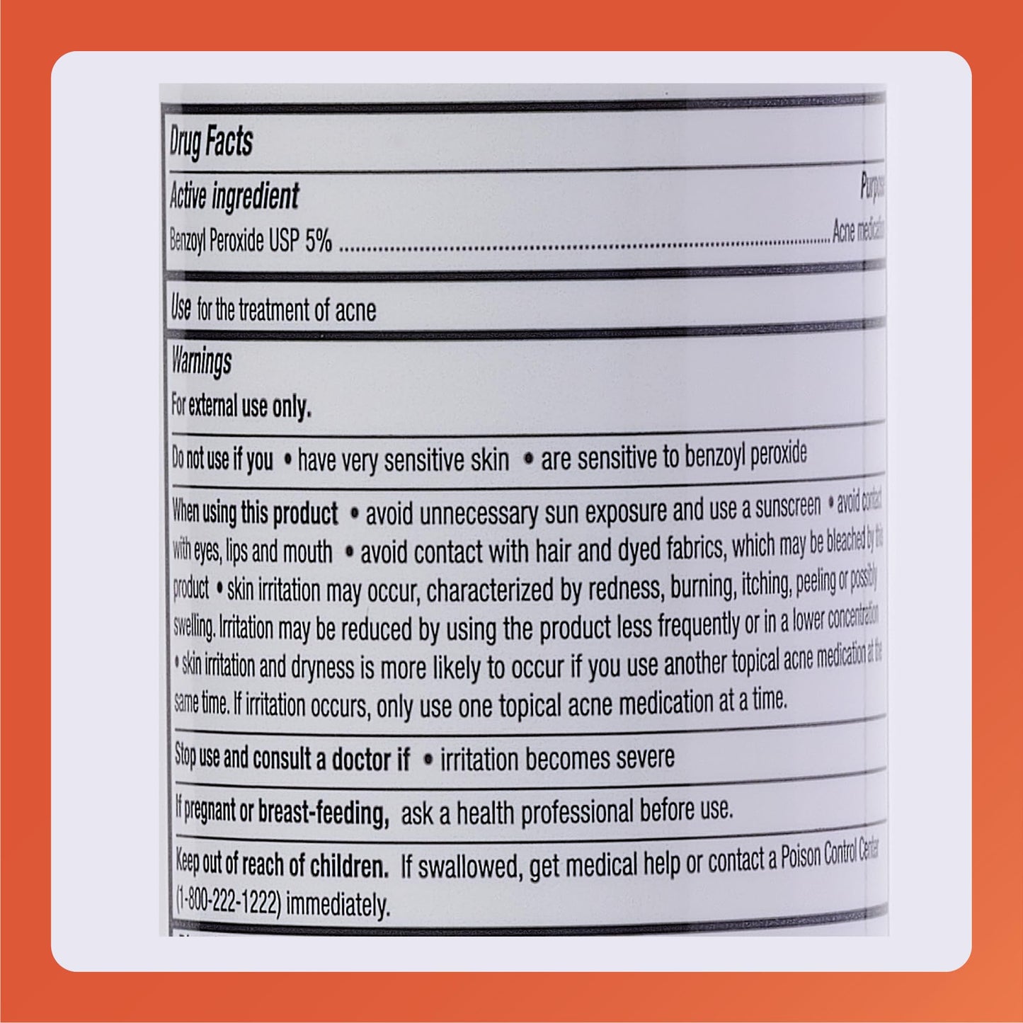 Rugby Benzoyl Peroxide Wash USP 5% - Helps to Clear Acne Pimples and Dry Oily Skin - Acne Medication - 8 Fl. Oz.