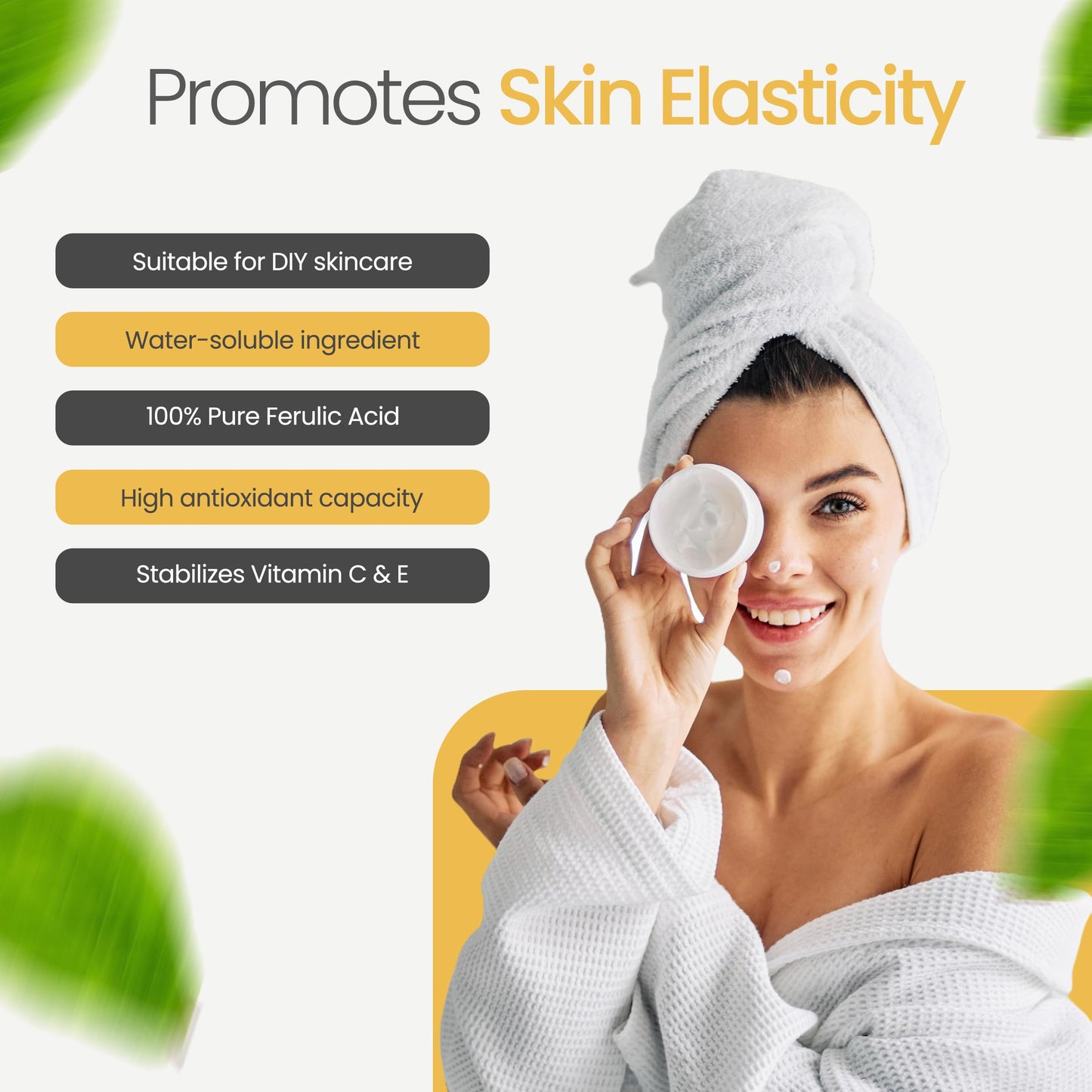 Ferulic Acid Powder Pure 99% Pure Cosmetic Grade Powder Pure Natural, DIY Skincare (2 Oz / 56 Grams), by Talsen Chemicals
