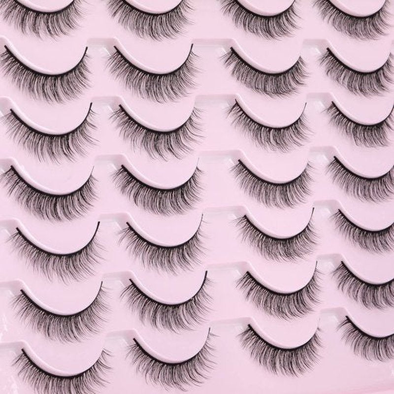 Kiromiro Natural Lashes Wispy Fake Eyelashes Nautal Look 10mm 3D Mink Lashes Extension Fluffy Strip Eyelashes Pack