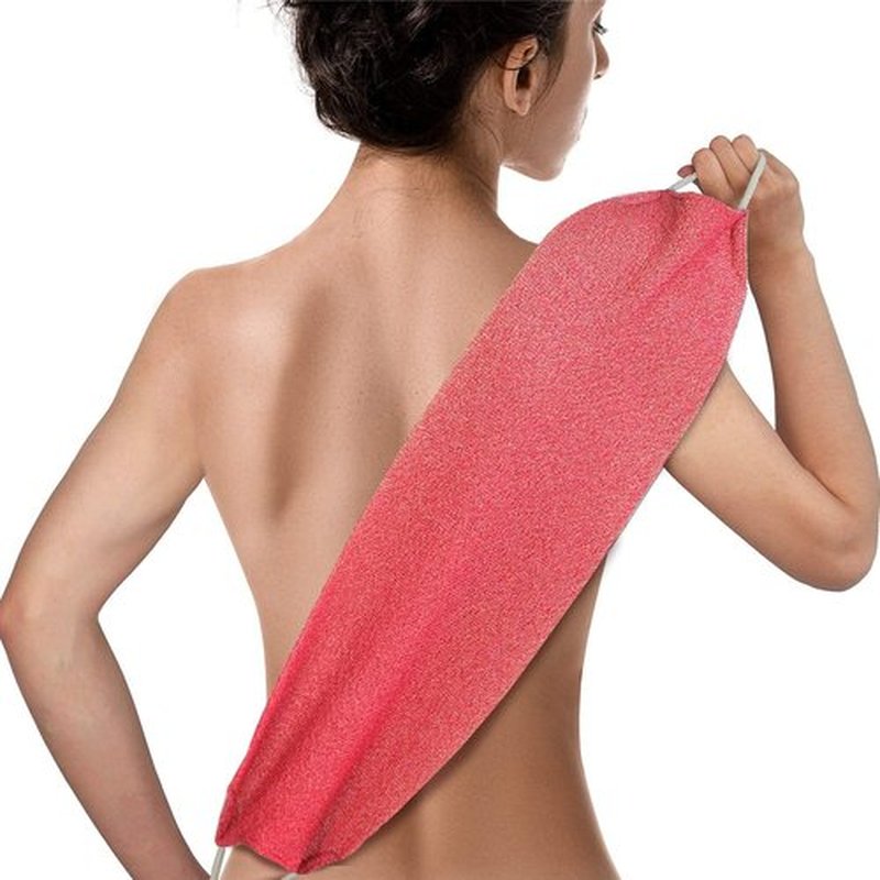 Evridwear Exfoliating Back Scrubber with Handles Two Sides for Body Shower Deep Cleans Skin Massages Invigorating Blood Circulation Men Women One Size (Pink)