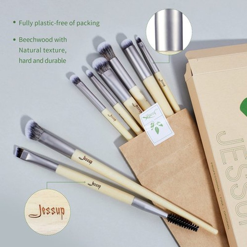 Jessup Eyeshadow Brush Set 8pcs Eye Makeup Brushes Premium Cruelty-Free Eyeshadow Blending Concealer Eyebrow Eyeliner Spoolie Brush Kit T328