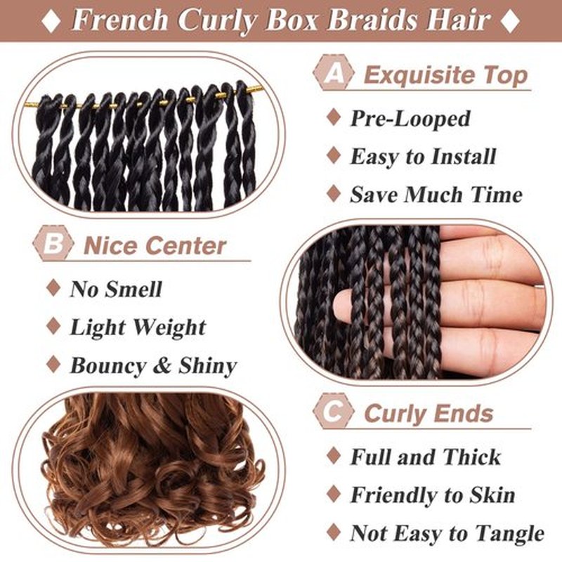 RuiYok 9 Packs French Curl Crochet Braids 14 Inch Goddess Box Braids Crochet Hair with Curly Ends Pre Looped Synthetic Bouncy French Curly Braiding Hair for Women Knotless Braids Hair Extensions