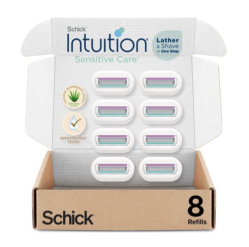 Schick Intuition Refill, Pure Nourishment Razors for Women | Intuition Razor Blades Refill & Schick Intuition Refill, Razor Blades with Organic Aloe for Women Sensitive Skin | 8 Count