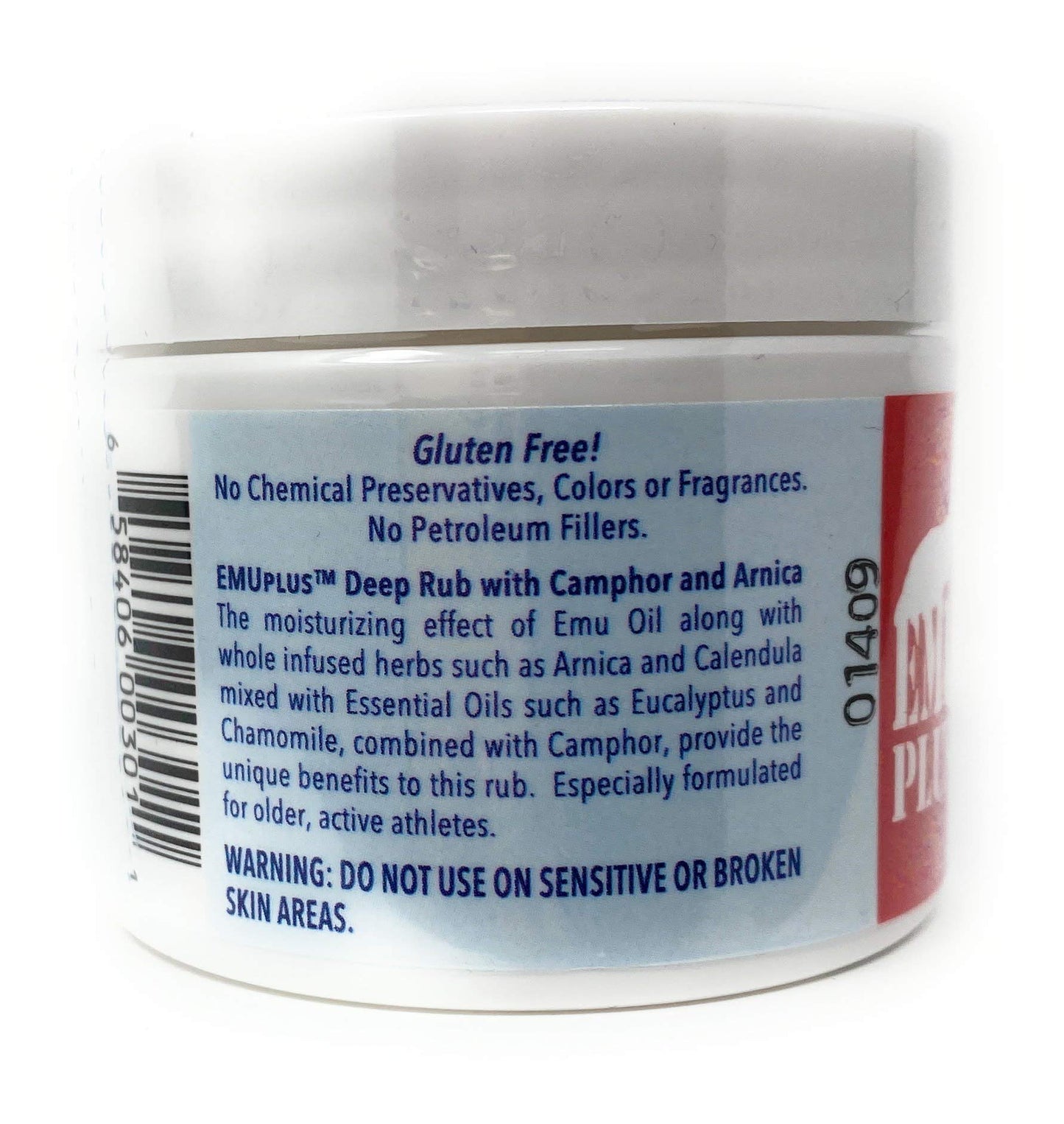 Montana Emu Ranch - EMUPlus Deep Rub with Camphor and Arnica 2 Ounce Jar - Made with 100% Pure Emu Oil - Formulated for Older, Active Athletes