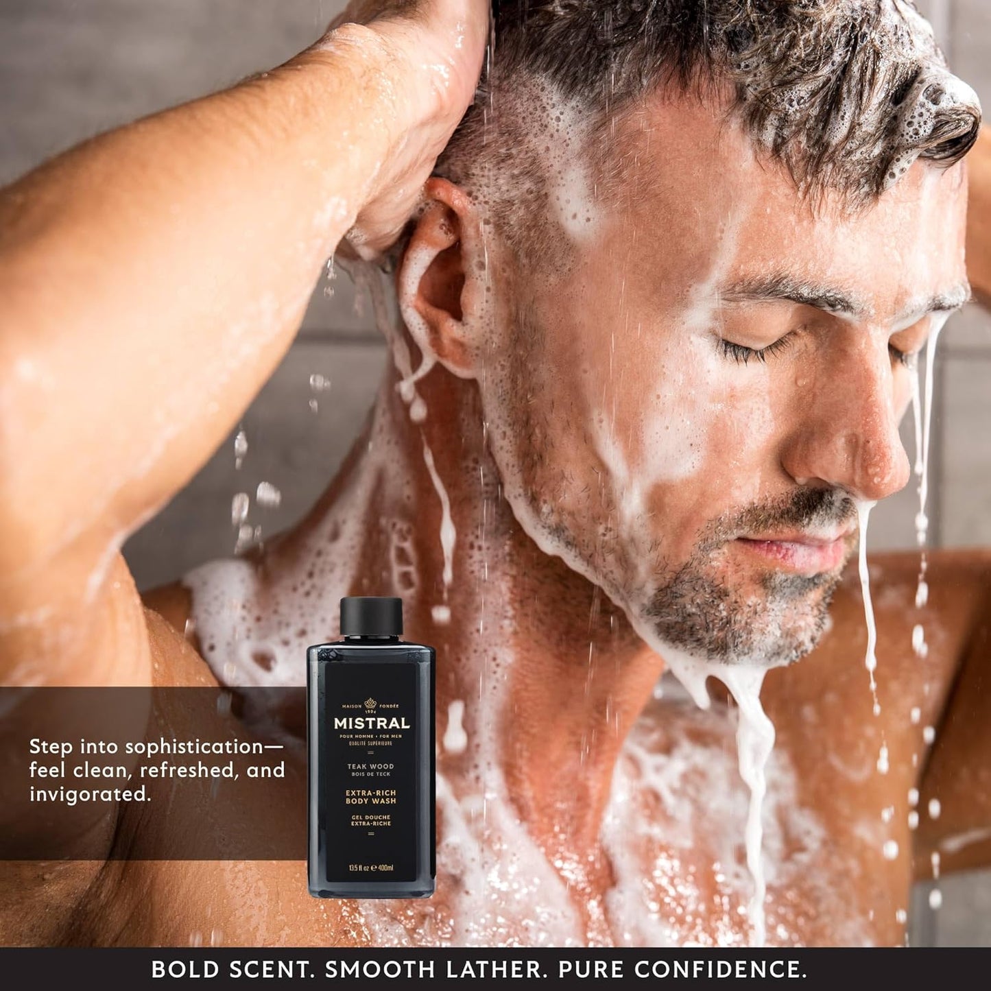 Men's 2-in-1 Body Wash & Shampoo - Black Amber, 13.5 oz | Natural, SLS & Paraben Free