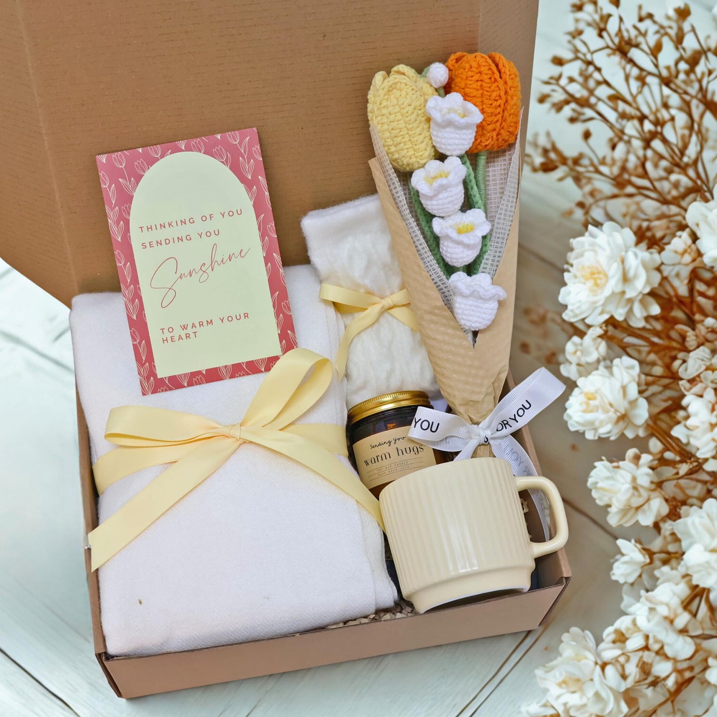 felinlova Get Well Gift Basket for Women - Surgery Recovery Care Package with Comfort Items, Sympathy Gift for Cancer Patients & Loss of Loved One