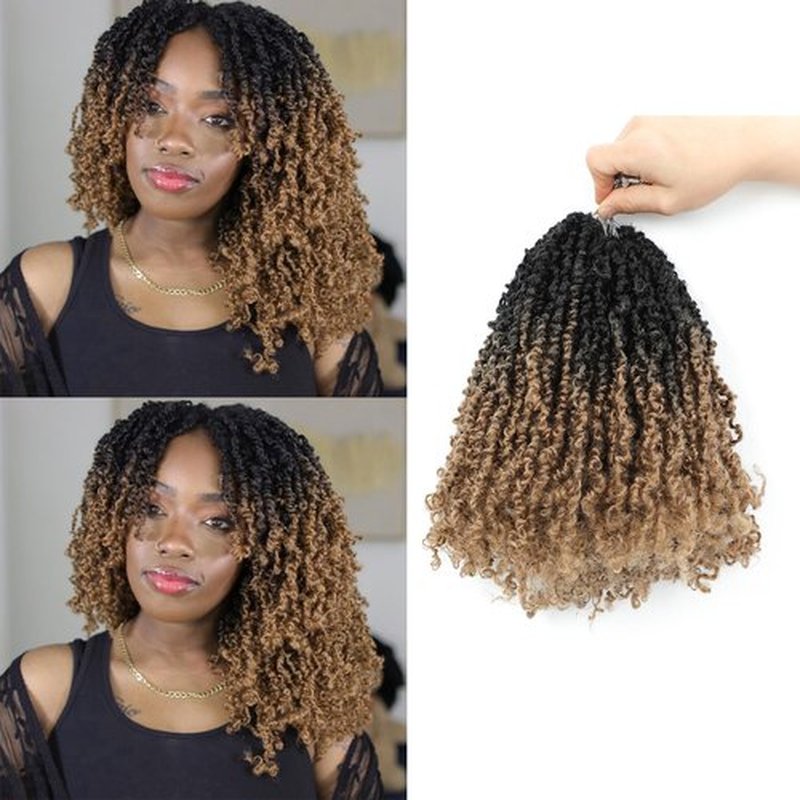 Yanky Twist Crochet Hair 12 Inch Crochet Yanky Twist Pre Looped Crochet Hair 8 Packs Spring Mini Twist Crochet Hair Extensions 1B/27 Bohemian Passion Twist Hair for Black Women