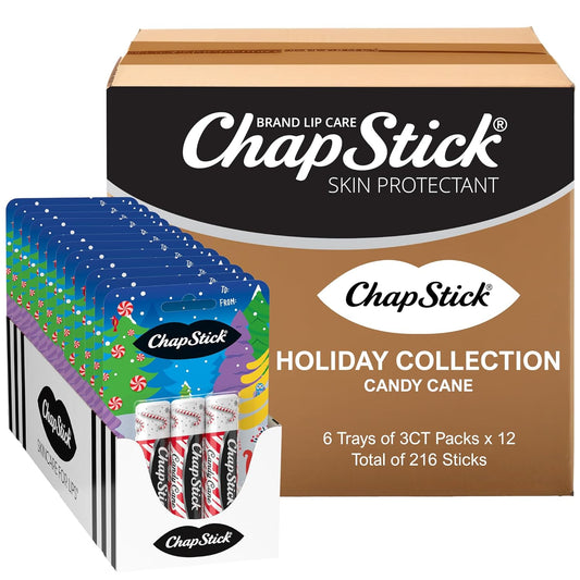 ChapStick Bulk Lip Balm - Candy Cane Flavor | 0.45 oz Tubes, 216 Count Case