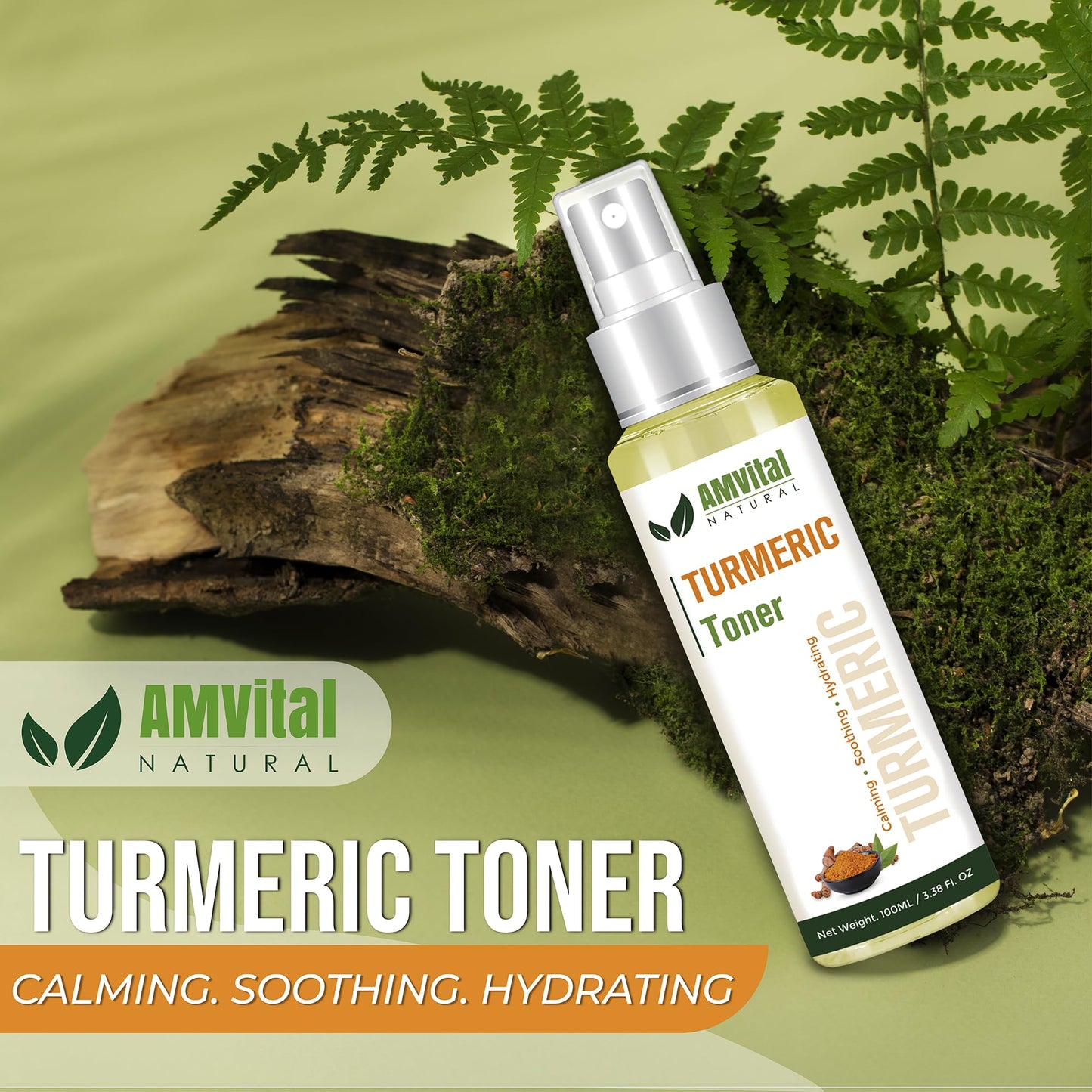 AMVital Turmeric Facial Toner Spray with Aloe, 3.38 fl oz