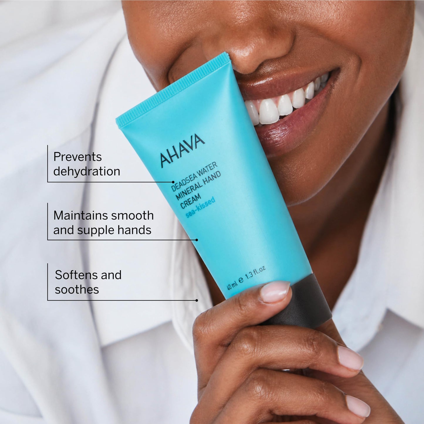 AHAVA Dead Sea Water Mineral Hand Cream, Sea-Kissed, Travel Size - Hand Moisturizer For Dry Cracked Hands, Light & Fast Absorbing, Enriched with Exlusive Osmoter, Witch Hazel & Allantoin, 1.3 Fl.Oz