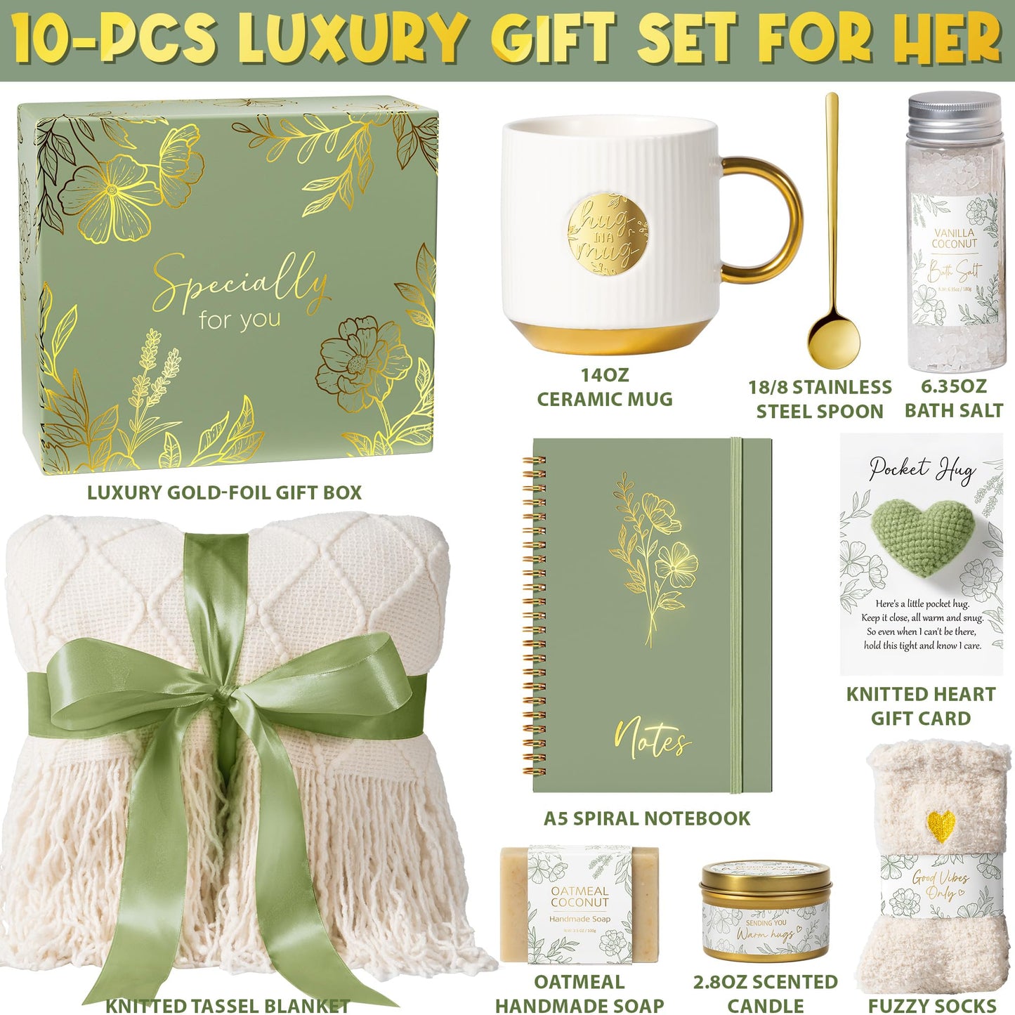 Self Care Gifts for Women Get Well Soon Gift Baskets, Birthday Gifts for Women Spa Basket Care Package, Sympathy Inspirational Thinking of You Unique Gift Set for Mom Her Wife Girlfriend Sister Friend