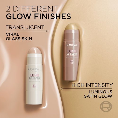 L’Oréal Paris Lumi Le Glass Highlighter Stick, Reflective, Translucent, Glassy Highlighter for Face and Body, 610 Glassy Pearl Eclat, 0.25 Oz
