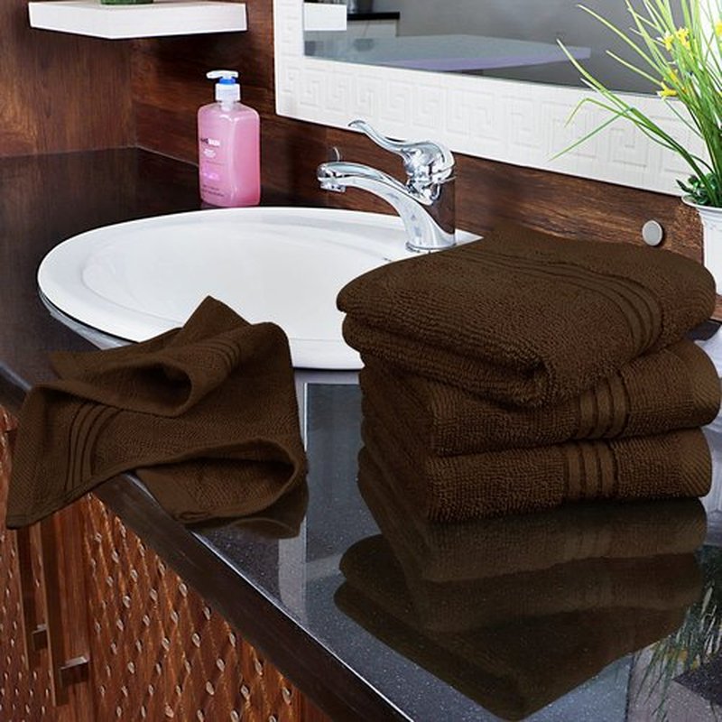 Utopia Towels 12 Pack Premium Wash Cloths Set (12 x 12 Inches) 100% Cotton Ring Spun, Highly Absorbent and Soft Feel Washcloths for Bathroom, Spa, Gym, and Face Towel (Dark Brown)