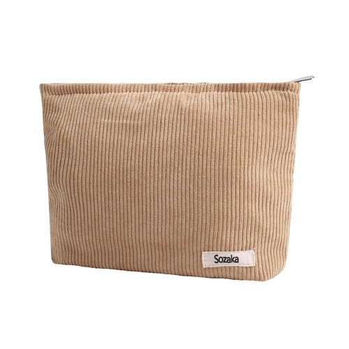 Cosmetic Bags for Women - Corduroy Cosmetic Bag Aesthetic Women Handbags Purses Smile Dots Makeup Organizer Storage Makeup Bag Girls Case Bags (Pure Khaki)