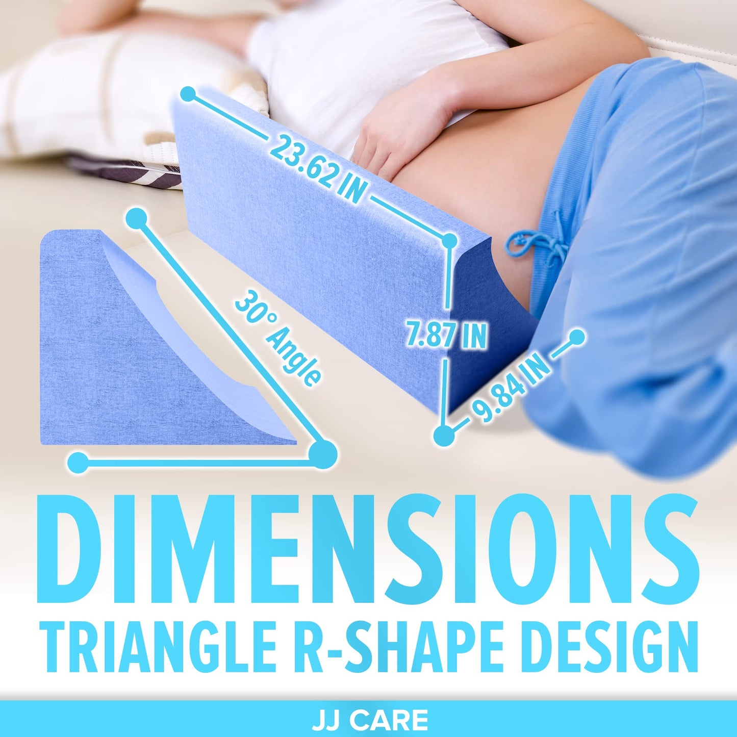 JJ CARE Bed Wedges & Body Positioners - 23.6 Inch, 30 Degree Curved Body Positioning Wedge Pillow for Side Sleeping, Foam Wedge Pillow for Bed Ridden with Pillow Case