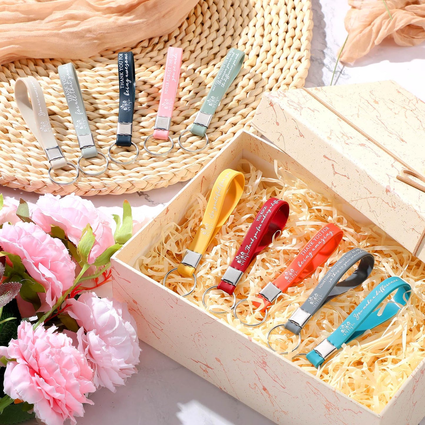 Equsion 50 Pcs Cna Week Appreciation Nurse Graduation Thank You Keychain Bulk for Employee Inspirational Gift for Teacher Team