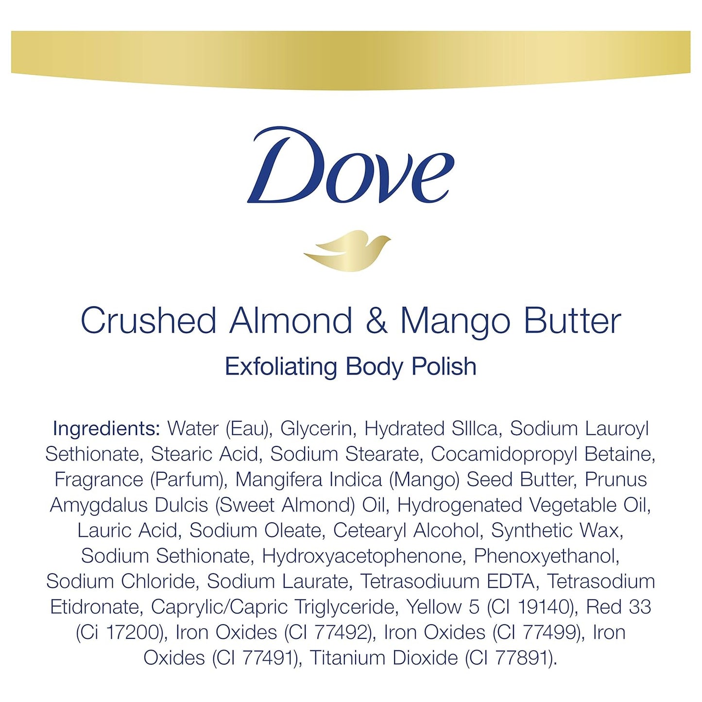 Dove Exfoliating Body Polish Scrub with Almond & Mango Butter - 10.5 oz (4 Count) for Dry Skin